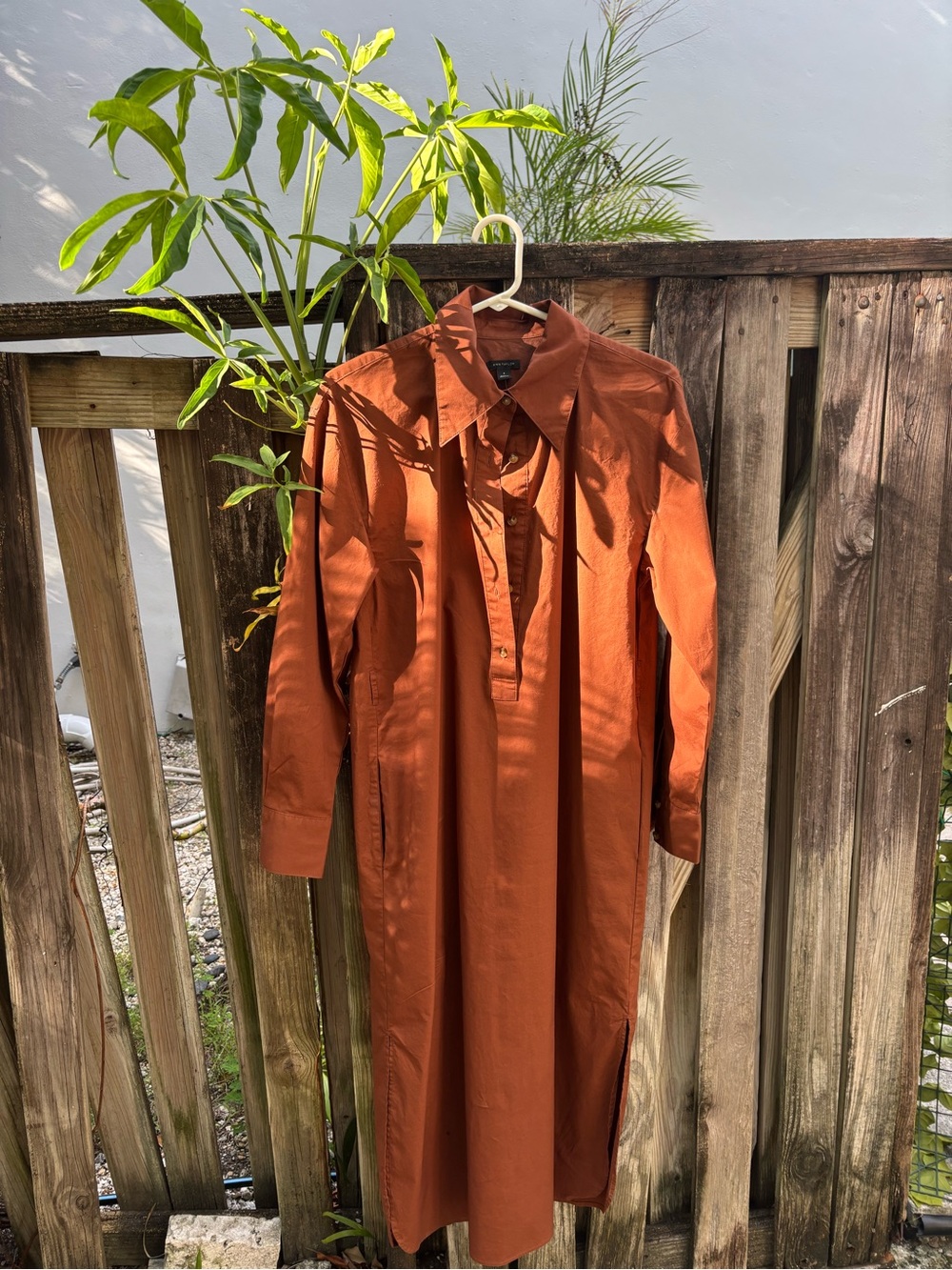 Rust Brown Button-Up Shirt Dress - Picture 2 of 5